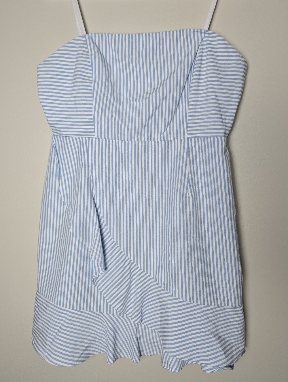 Superdown Rosalie Striped Ruffle Dress White/blue Size XL